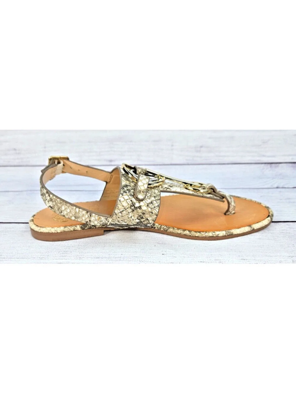 Vince Camuto Amerina felt thong sandals T-strap & faux snakeskin print size 5.5M